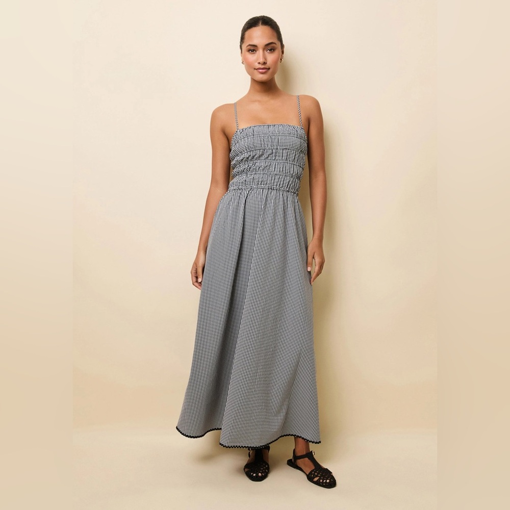 SOLID & STRIPED Delta Midi Dress - Noir Gingham - size L